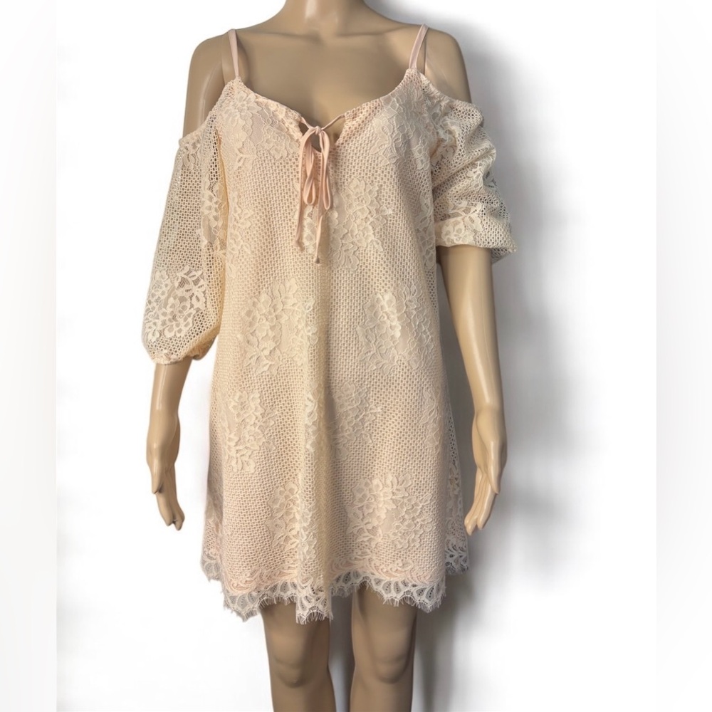 As U Wish Cream Lace Mini Dress